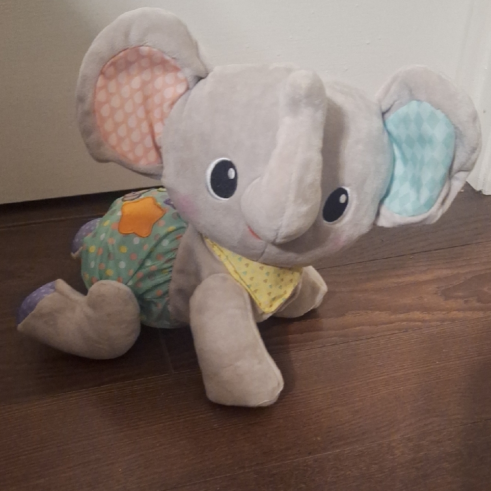 Cuddly Gray Elephant Plush Toy with Colorful Ears